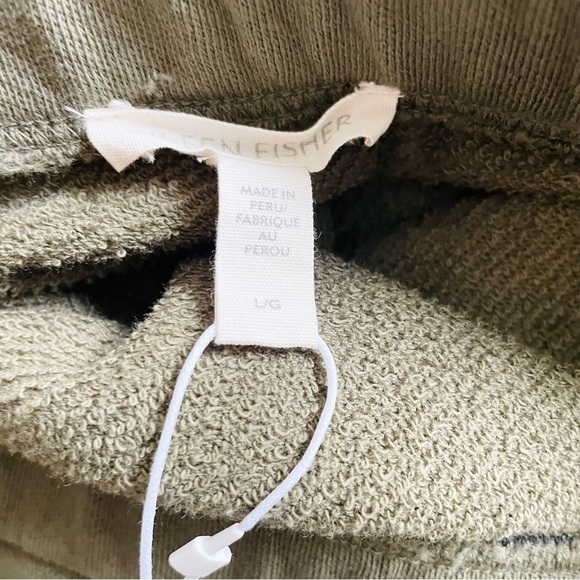 NWT Eileen Fisher LARGE Lightweight Organic Cotton Terry Aline skirt in Olive - Picture 4 of 7